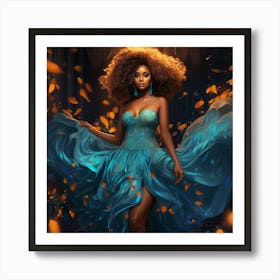 Artwork of A Black Queen Shining in Abstract Glamour Art Print