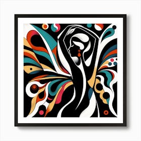 Colourful Female Figure Abstract with Butterfly Wings Art Print