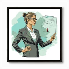 Businesswoman Pointing At A Chart Art Print