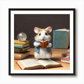 Hamster Reading A Book 18 Art Print