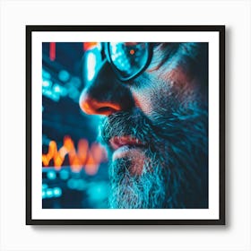 Man Looking At A Computer Screen 4 Art Print