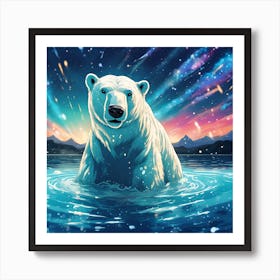 Polar Bear against the Midnight Sky Poster