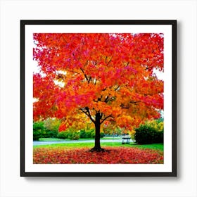 Anecdote Of An Autumnal Oak Tree Bathed In Brilliant Violet Hues In A Mid September Setting Leaves (6) Art Print