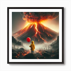 Child In Front Of A Volcano Art Print