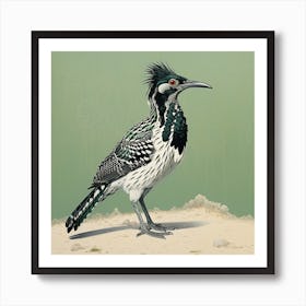 Ohara Koson Inspired Bird Painting Roadrunner 3 Square Art Print