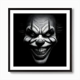 Creepy scary Clown isolated on black background 3 Art Print