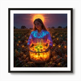 Girl In A Field Of Fruit Art Print