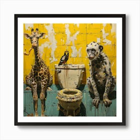 Giraffes In The Toilet 8 Art Print