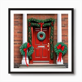 Christmas Decoration On Home Door (27) Art Print