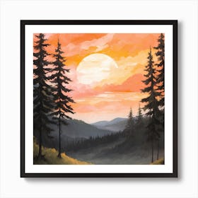 Sunset In The Mountains Art Print