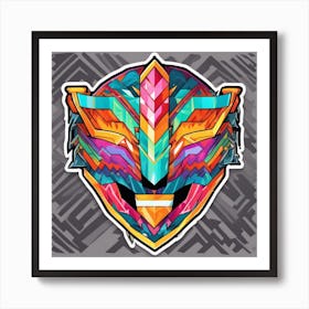 Vibrant Sticker Of A Herringbone Pattern Mask And Based On A Trend Setting Indie Game Art Print