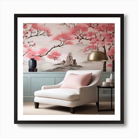 Sakura Trees, pink Art Print