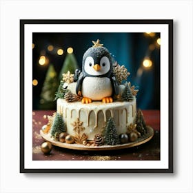 Firefly Adorable Penguin Themed Cake With Festive Wintry Accents 77625 (2) Art Print