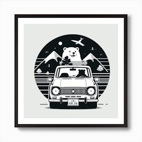 Bear In The Car Art Print