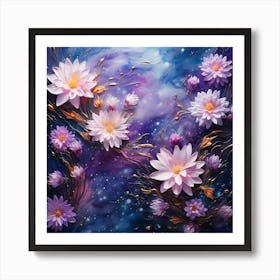 Lotus Flowers In The Sky Art Print