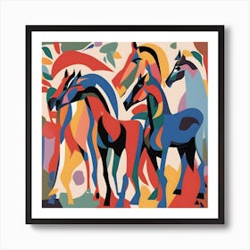 Matisse Style Horses Of The Rainbow Art Print