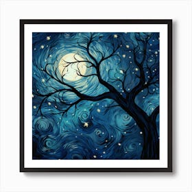 Starry Night Tree 2 Art Print