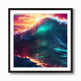 Sunset Ocean Wave Art Print