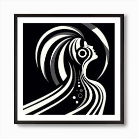 Black & White Moon Fighter Art Print