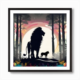 Lion And Lioness Art Print