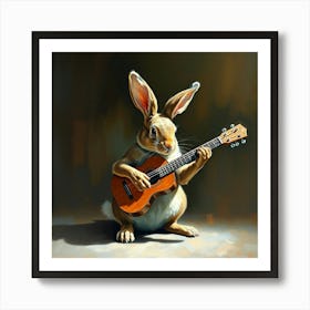 Rabbit Playing Ukulele Art Print