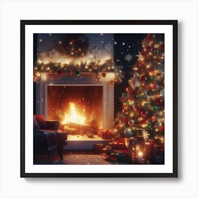 Christmas Tree In The Living Room 2 Art Print