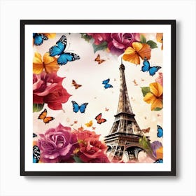 Paris Roses And Butterflies 21 Art Print