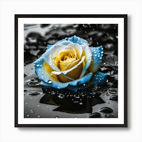 Blue Rose In Water Art Print