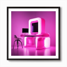 Furniture Design, Tall Computer, Inflatable, Fluorescent Viva Magenta Inside, Transparent, Concept P (1) Art Print