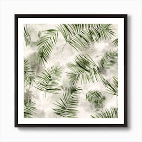 Watercolor Botanical Palms Green Square Art Print