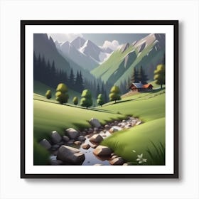 Mountain Landscape Painting 1 Art Print