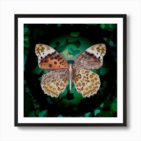 Mechanical Butterfly The Argyreus Hyperbius Niugini On A Dark Green Background Art Print