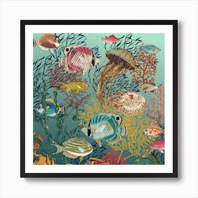 Coral Reef Deep Silence Square Art Print