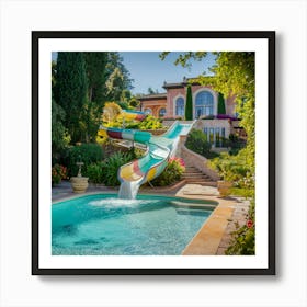 Pool With A Slide Art Print