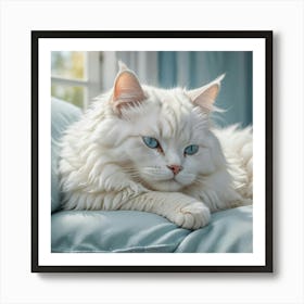 White Cat With Blue Eyes Art Print