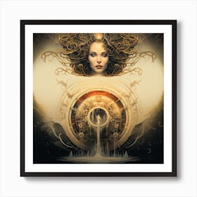 "Beyond Horizons: Woman and Portal" Art Print