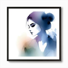 Watercolor Portrait Of A Woman 2 Art Print