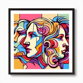 Three Women'S Heads Art Print