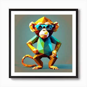 Low Poly Monkey Character Art work Art Print