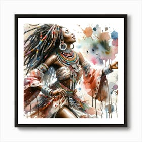 Watercolor African Dancer #2 Art Print