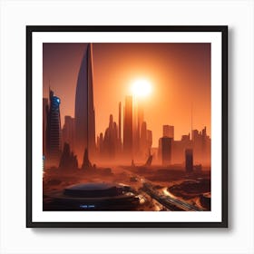 Sunrise Over New Mars City Art Print