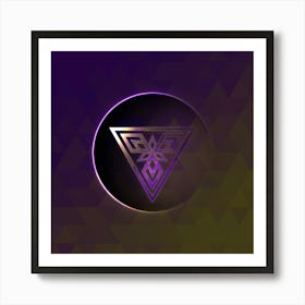 Geometric Neon Glyph on Jewel Tone Triangle Pattern 497 Art Print