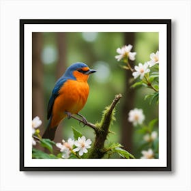 Blue Bird In The Forest Art Print