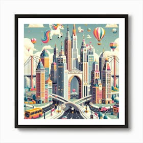 Unicorn City View Art Print