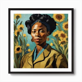African Teacher in Van Gogh style Art Print