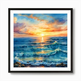 Sunset On The Ocean Art Print