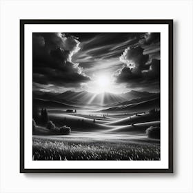 Black And White Landscape Painting Art Print