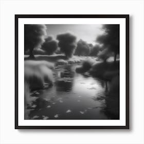 River In Black And White 3 Art Print