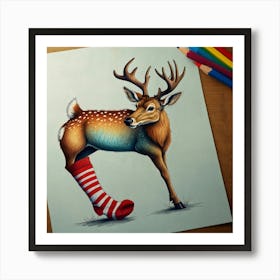 Christmas Deer 1 Art Print