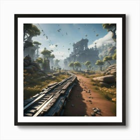 Train Track In The Forest Art Print